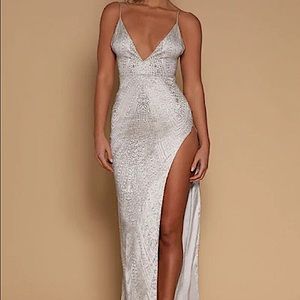 🪙Silver Ella Jeweled Meshki Dress